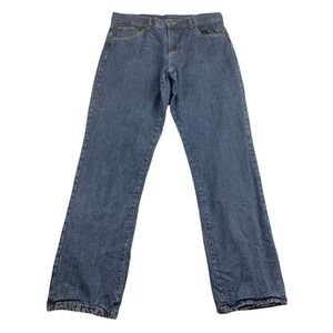 Adventuridge Jeans Men 36x34 Blue Flannel Lined‎ 100% Cotton Plaid Work Outdoor